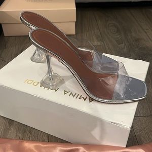 Amina Muaddi Lupita Glass PVC Sandals (40)